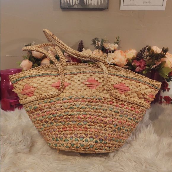 XL STRAW BEACH SUMMER BAG - Picture 1 of 4
